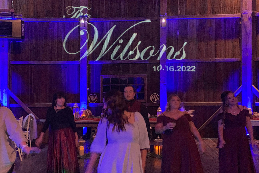 Black Tie Entertainment Name in Lights at 1885 Farms - Wedding Venue