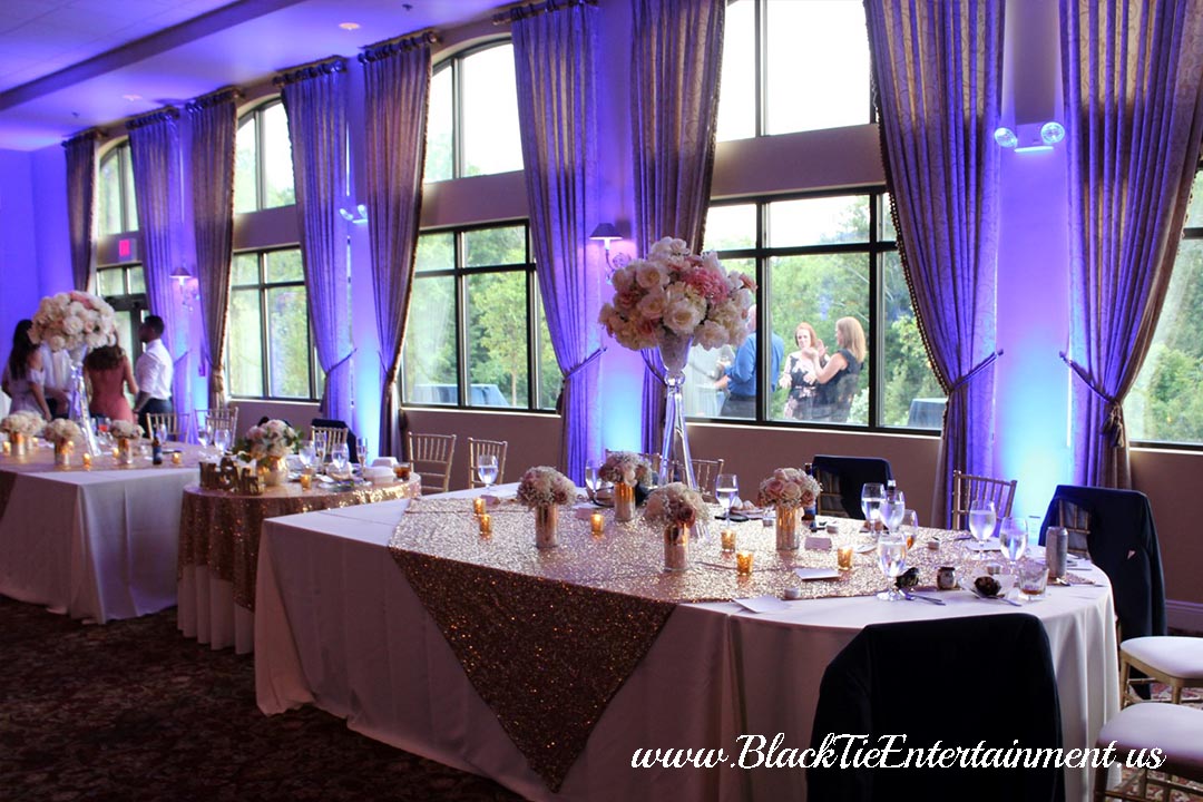 Black Tie Entertainment up lighting at the Blue Heron Event Center